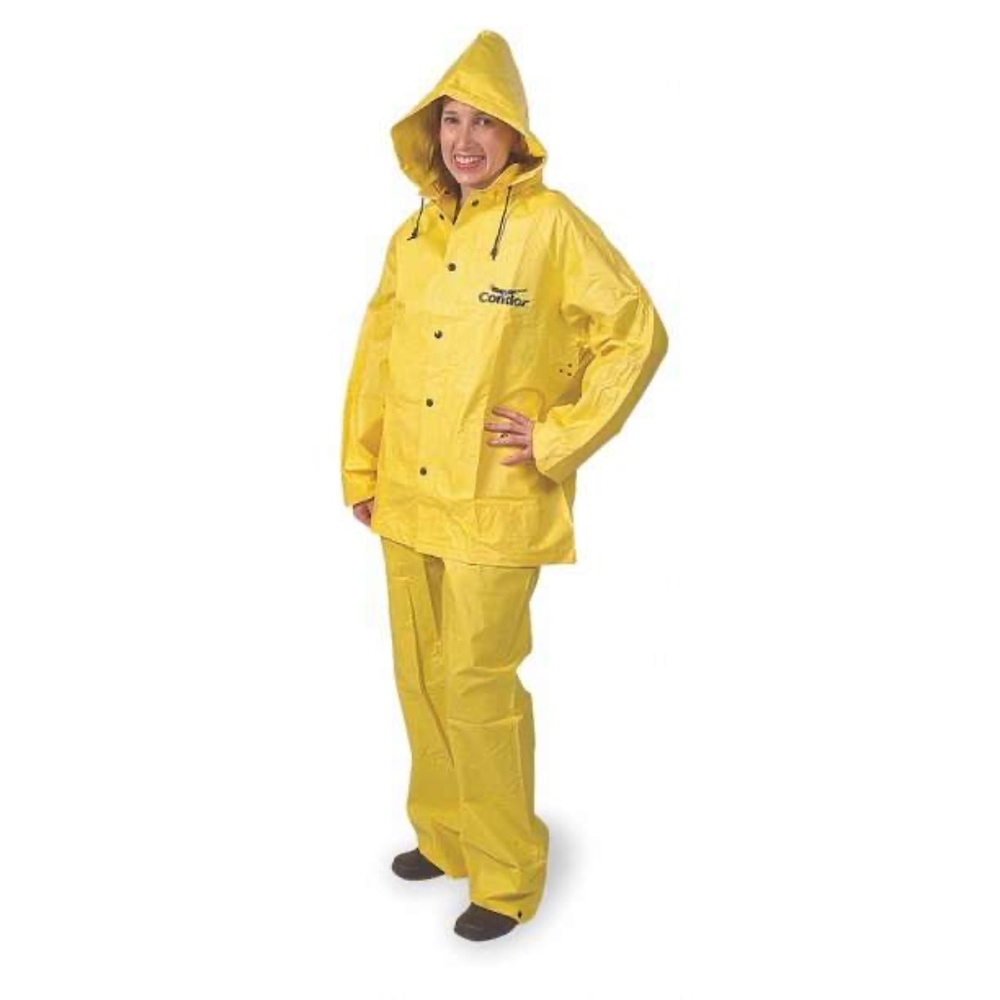 Condor Unisex Double-Coated PVC 3-Piece Rain Suit Size 2XL